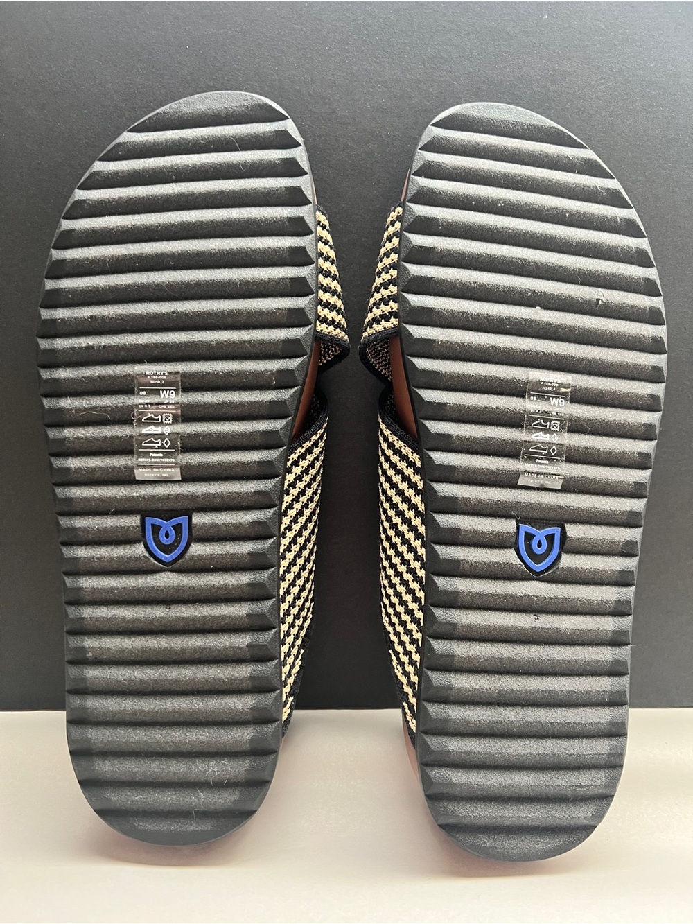 Rothy's The Weekend Slide Sandal Toffee Stripe - Picture 2 of 3